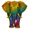 Rainbow Elephant Gold Glitter