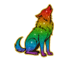 Heulender Regenbogenwolf Glitter Silhouette