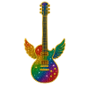 Galaxy Guitar with Angel Wings