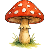 Aquarell Rotpilz Waldmotiv