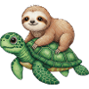 Sloth on turtle