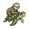 Sloth on turtle illustration