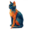 Geometric Polygon Cat BlueOrange