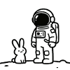 Astronaut and Rabbit Line Drawing
