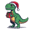 8-Bit Pixel Velociraptor Christmas
