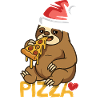 paresseux mangeant pizza Noël design