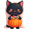 Halloween Cat with Halloween Pumpkin