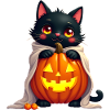 Halloween Cat with Halloween Pumpkin