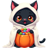Halloween Cat with Halloween Pumpkin