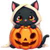 Halloween Cat with Halloween Pumpkin