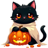 Halloween Cat with Halloween Pumpkin