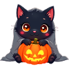 Halloween Cat with Halloween Pumpkin