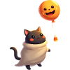 Halloween Cat with Halloween Pumpkin