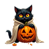 Halloween Cat with Halloween Pumpkin