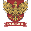 Stemma araldico dell'aquila reale della Polska sullo scudo rosso