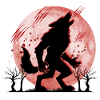 Wolfsruf im roten Mondkreis Vollmond