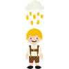 Pluie de haricots sur l’enfant lederhosen