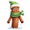 Winter tree stump with scarf