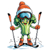 Broccoli skier with helmet