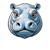 Blue Hippo Cartoon Head
