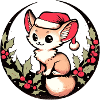 Kawaii Ræv i Holly Circle Julemandshat