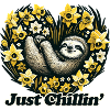 Just Chill Sloth in Daffodil Heart