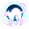 Neon Cat on Lunar Circle