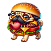 Funny Pug Monster Burger Halloween Whimsical