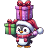 Funny Penguin with Christmas Gifts