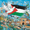 Dove of peace over Palestine flag