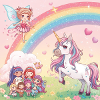 Regenbogenfee und Einhorn Traum