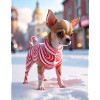 Chihuahua im roten Wirbelpullover