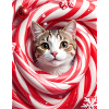 Christmas cat in Peppermint candy