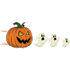 Halloween Pumpkin and Fleeing Ghosts