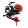 Tram sur la traînée rouge