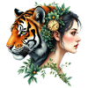 Florale Tigerfrau mit Uhr