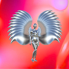 Cyber Engel Design im roten Neon-Gradient