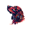 Bunter Hund Kopf Splatterkunst
