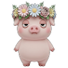 Genervtes Schwein mit Blumenkranz Statement