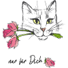 Cat with roses