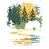 Retro Outdoor Wilderness Bear Trees