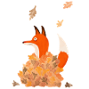 fox with leaves