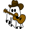 Ghost guitarist in cowboy hat