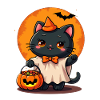Halloween Cat with Halloween Pumpkin