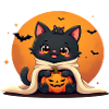 Halloween Cat with Halloween Pumpkin
