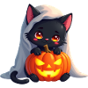 Halloween Cat with Halloween Pumpkin