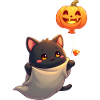 Halloween Cat with Halloween Pumpkin