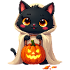 Halloween Cat with Halloween Pumpkin