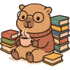 Capybara Bookworm – Books & Coffee ☕📚