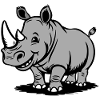 Funny Rhino Cartoon in Gray Style